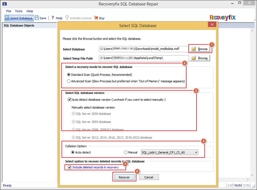 Recover deleted records in SQL database