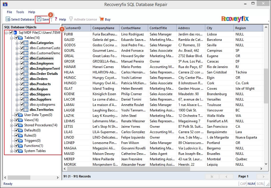 Get SQL Databases Objects list