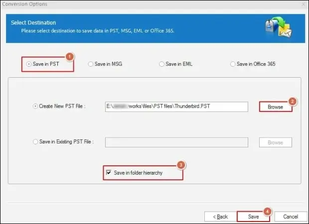 click on the Save option to migrate Thunderbird to Outlook