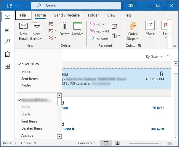 Launch Outlook and click on File tab