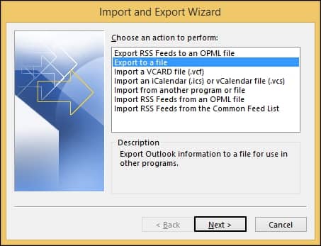 choose Export to a File from the list 