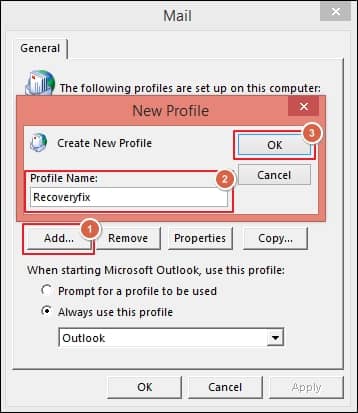 Select Add option to create a new profile