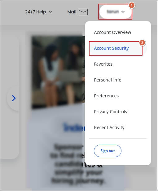 click on Account Security option