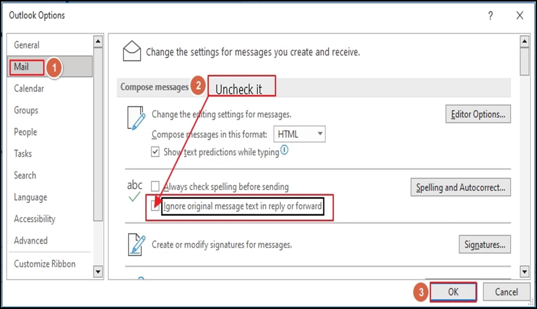 Disable message ignoring option