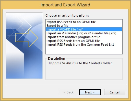 Import & Export Wizard dialogue box