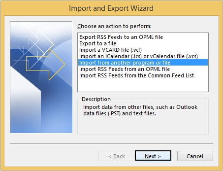 go for Import from another program