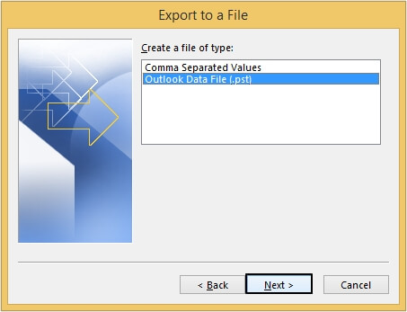 Select the Outlook Data File