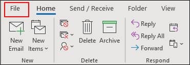 Open Outlook and go to File option