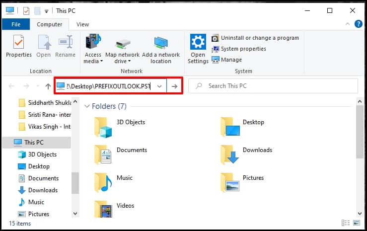 open file explorer and paste it