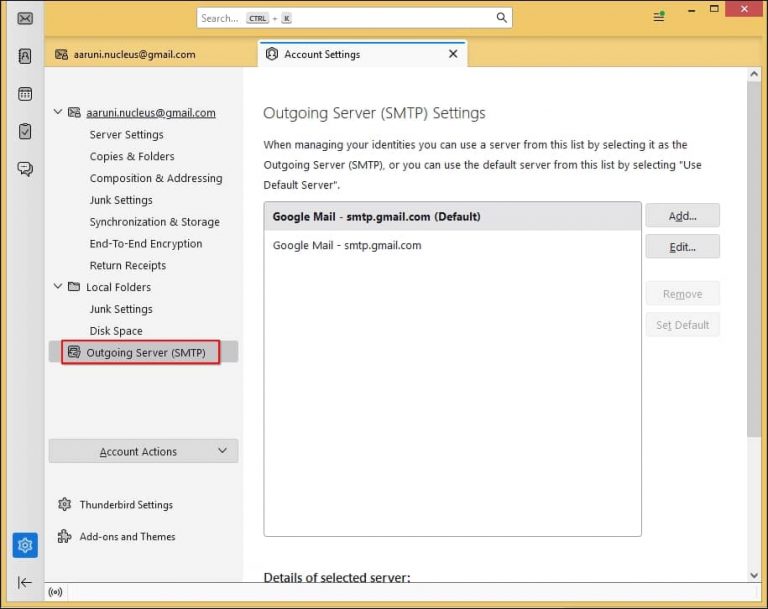 Resolved: Cannot Send Messages Thunderbird SMTP Error