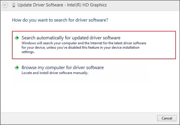 choose automatically update driver