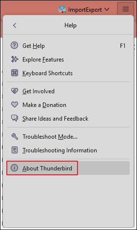 Click on About Thunderbird