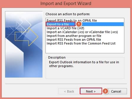 Choose Export to a file 