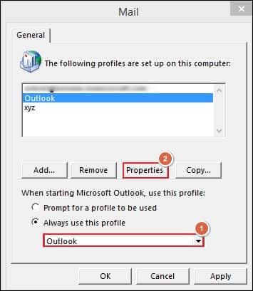 in a mail prompt select properties