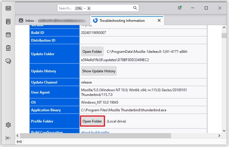 Launch profile directory from Applications Basics section