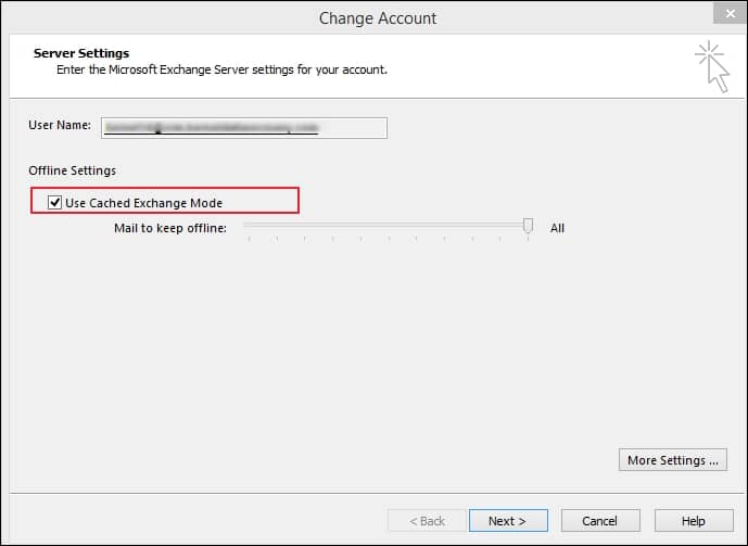 Uncheck the Use Cached Exchange Mode