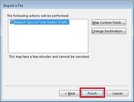  click on the Finish option