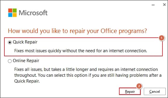 restart the Outlook application