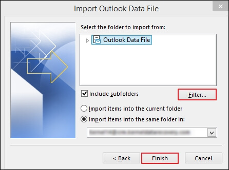 Select the folder to import