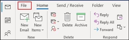 Outlook application and go to the File 