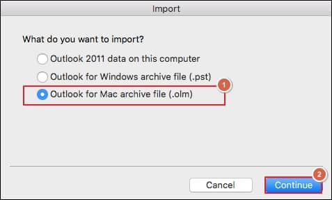 choose Outlook for Mac