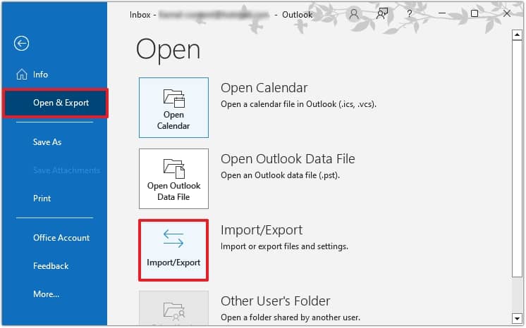 Open Outlook, click on File