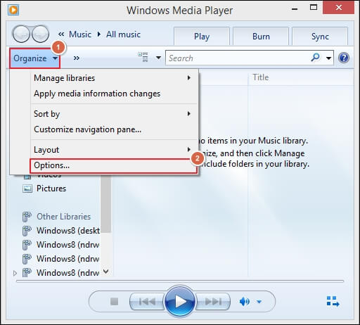 Launch the Windows Media Player software