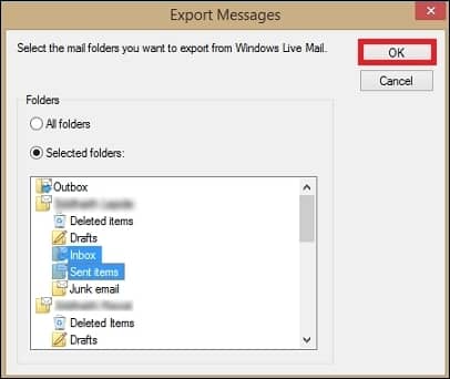 Choose either All folders or Selected folders