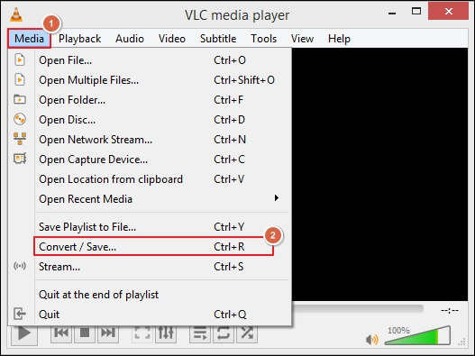 Open the VLC media player 