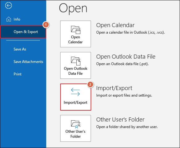 click on the Import Export option