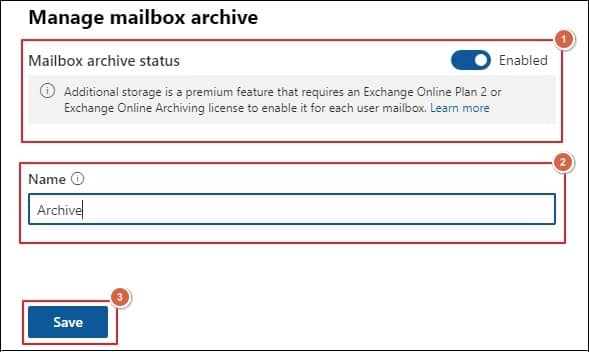 Mailbox archive status