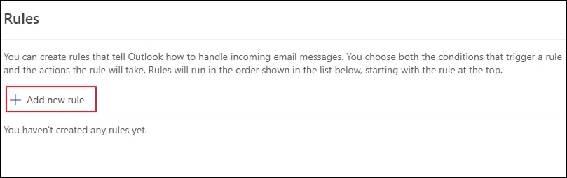 Click on Add new rule option to create one