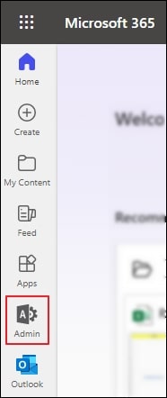 Go to Microsoft 365 admin center by clicking on Admin option from the left pane
