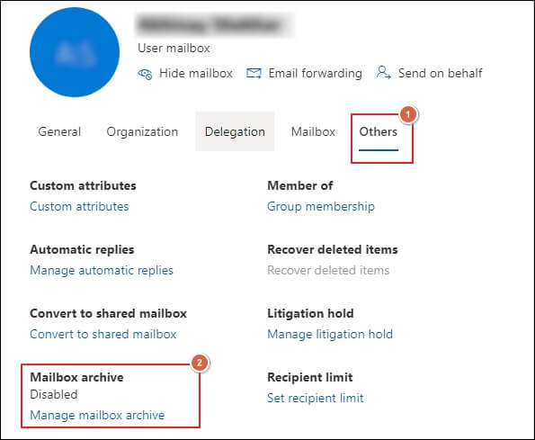 choose Manage mailbox archive option