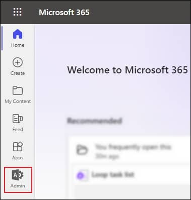 Access the Microsoft 365 admin center 