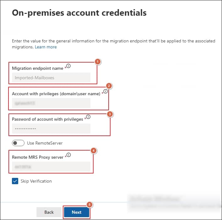 Enter the following details migration endpoint name domain or user name password