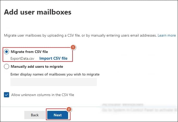 Select Migrate from CSV file option to add users