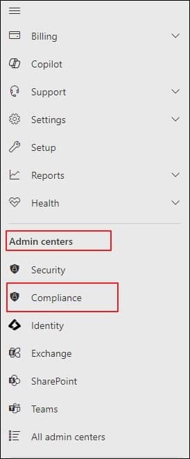 tap on the Microsoft 365 admin center