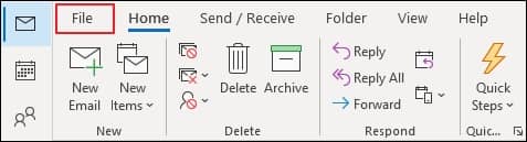 Launch the Outlook application and select File menu