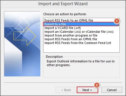 Tap on the Export to a file 