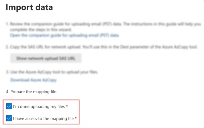 Prepare the mapping file section under the Import data window