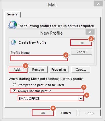 choose the created profile as the default one