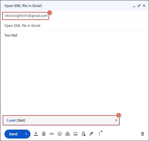 Add your EML files as an attachment to that email