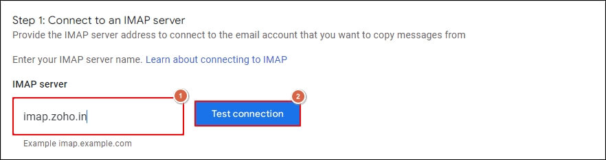 click on the Test connection 