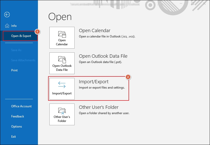 Select Import/Export option