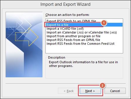 Select Export to a file option