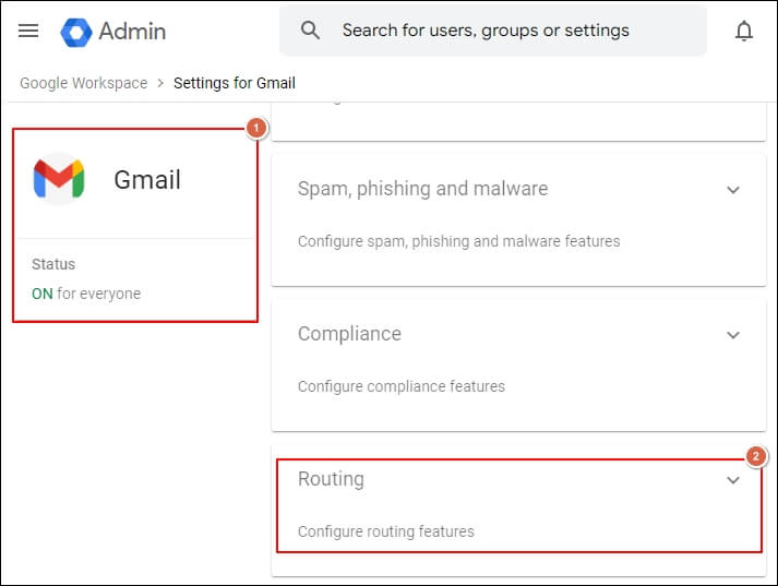 choose the Routing option