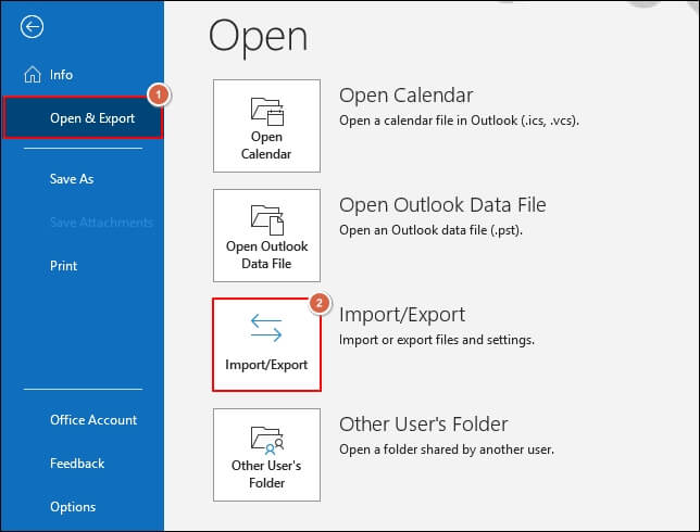 Click Import/Export option