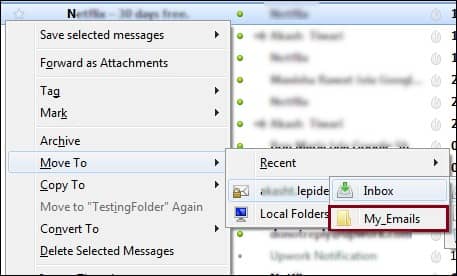 move emails to the newly created folder