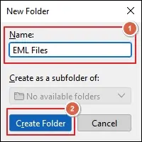 Create Folder option